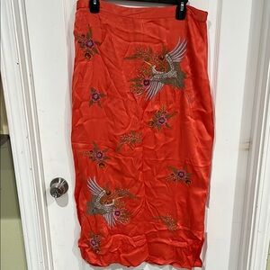 Maeve Red Orange Maxi Pencil Skirt with beautiful stitching.